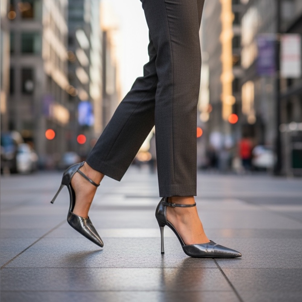 Gucci Metallic Silver Leather Heels